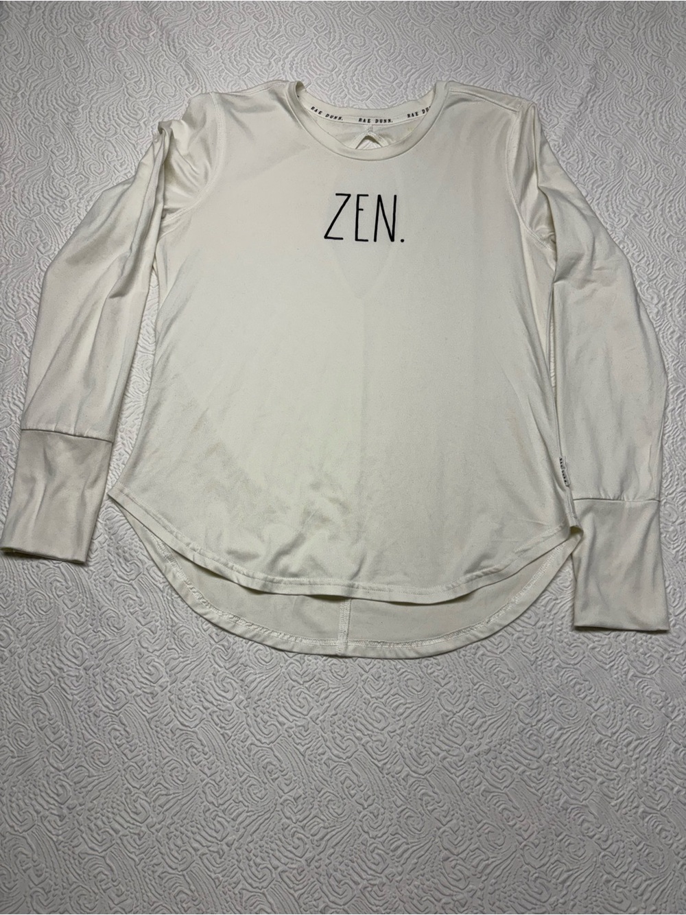 Rae Dunn Cream Graphic Top with Black Logo